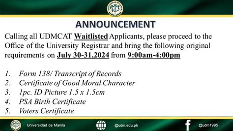 UDMCAT ANNOUNCEMENT UDM will start accepting .